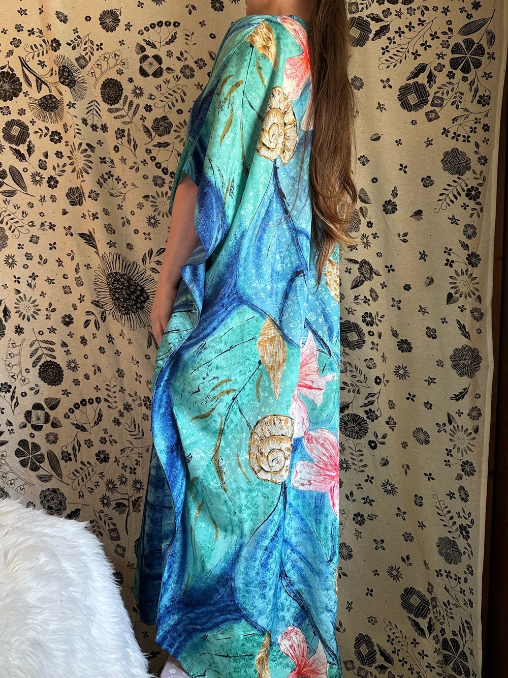 Winlar • Vintage Tropical Floral & Shell Caftan - Picture 13 of 14